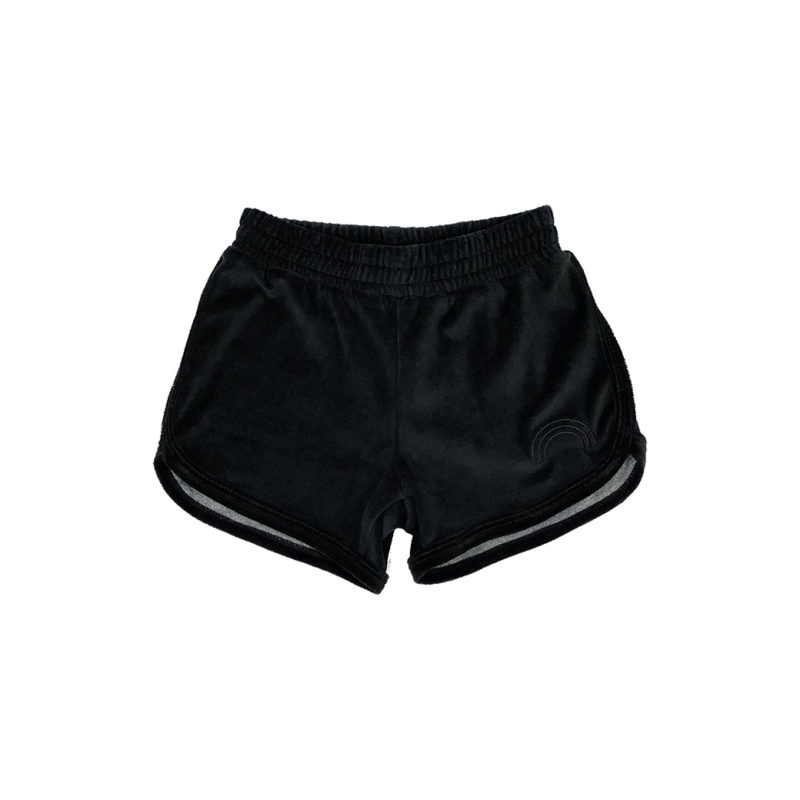 TINY WHALES BLACK RAINBOW SHORTS - KIDS CURATED APPAREL