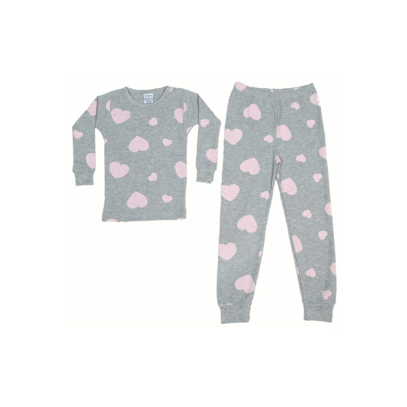 BABY STEPS PINK AND GREY THERMAL PAJAMAS - KIDS CURATED APPAREL