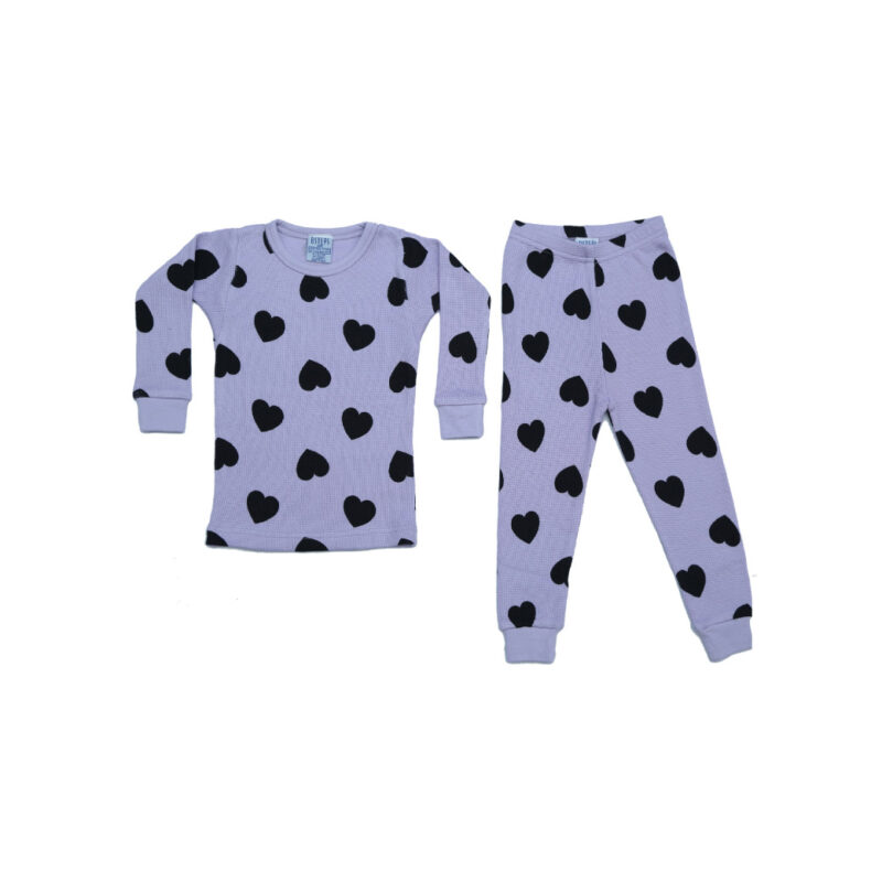 BABY STEPS LILAC HEARTS THERMAL PAJAMAS - KIDS CURATED APPAREL